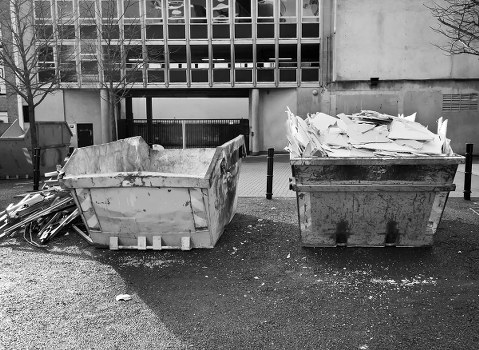 Residential waste collection bins in South London